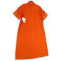 NWT Womens Orange Collared Short Sleeve Button Front Shirt Dress Size XL image number 2