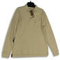 NWT Mens Tan Long Sleeve Spread Collar Polo Shirt Size Large image number 1