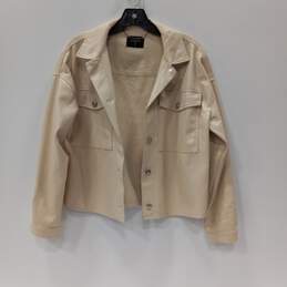 T Tahari Tan Faux Leather Button Up Jacket Women's Size S