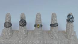 925 Sterling Silver Citrine Marcasite Variety Rings 28.9g