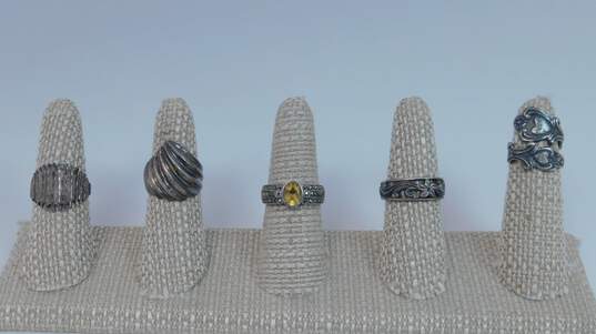 925 Sterling Silver Citrine Marcasite Variety Rings 28.9g image number 1