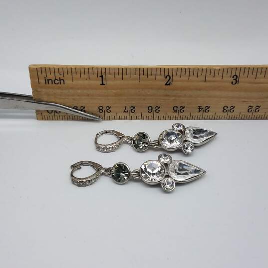 Givenchy Authentic Silver Tone Crystal Lever Back Dangle Earrings w/COA 10.6g image number 7