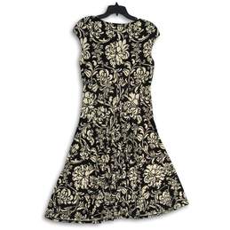 Womens White Black Floral Sleeveless Surplice Neck A-Line Dress Size 12 alternative image