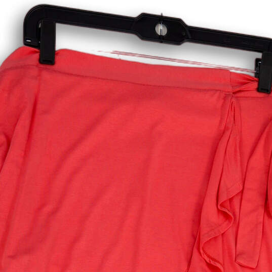 NWT Women Orange Flat Front Ruffle Tie Waist Short Wrap Skirt Size Large image number 3
