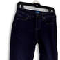 Womens Blue Dark Wash Stretch Pocket Flat Front Straight Leg Jeans Size 27 image number 3