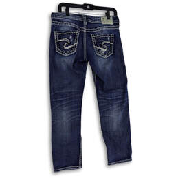 Womens Blue Medium Wash Pockets Stretch Distressed Straight Jeans Sz 29/25 alternative image