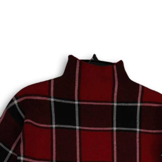 NWT Womens Red Black Plaid Mock Neck Long Sleeve Pullover Sweater Size XS image number 3