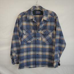 Pendleton Woolen Mills Wool Blue Full Button Up Flannel Shirt Size M