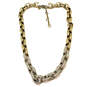 Designer J.Crew Gold-Tone Rhinestone Fashionable Large Link Chain Necklace image number 3