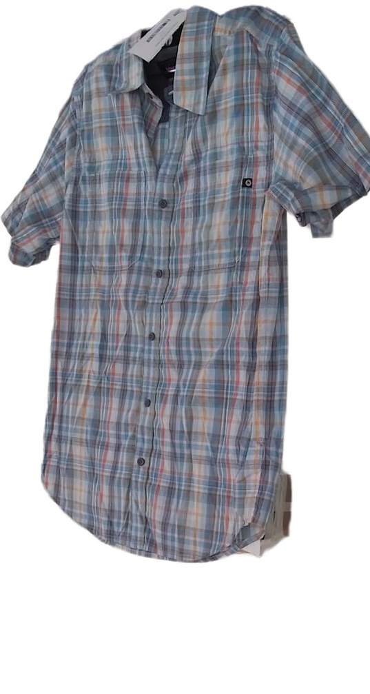 Marmot Mens Multicolor Short Sleeve Plaid Collared Dress Shirt Size S image number 1