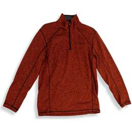 Eddie Bauer Mens Red Mock Neck 1/4 Zip Long Sleeve Pullover Sweater Size M