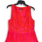 Womens Red Pink Floral Scoop Neck Sleeveless Long A-Line Dress Size 10 image number 3