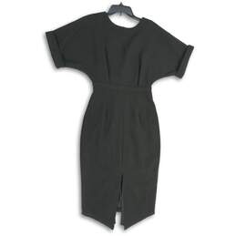 NWT Womens Black V-Neck Short Sleeve Back Slit Sheath Dress Size 8/4/36 alternative image