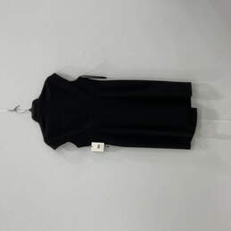 NWT Womens Black Minimalist Mandarin Collar Cap Sleeve Wrap Dress Size 10P alternative image