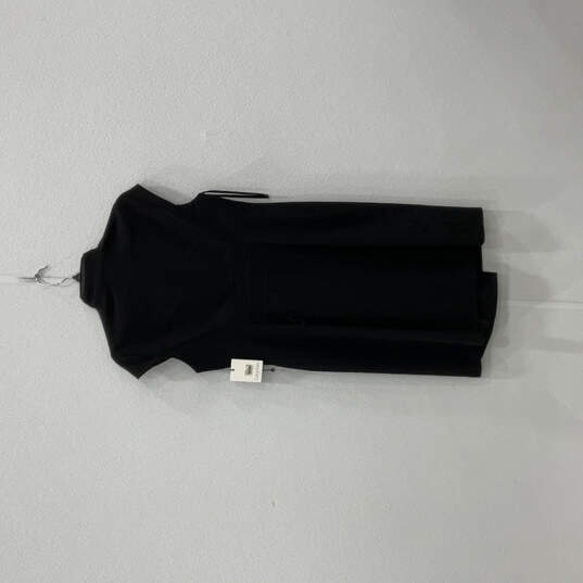NWT Womens Black Minimalist Mandarin Collar Cap Sleeve Wrap Dress Size 10P image number 2
