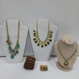 Gold Toned w/Mixed Color Fashion Jewelry Assorted 6pc Lot