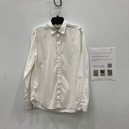 Burberry Mens White Long Sleeve Button Spread Collar Button-Up Shirt Size L/COA