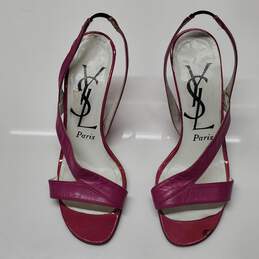 Yves Saint Laurent Pink Leather Slingback Heels Size 5 AUTHENTICATED