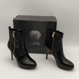 NIB Womens Edorn Black Leather Pointed Toe Side Zip Ankle Booties Sz 6.5 M alternative image