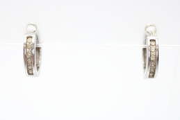 10K White Gold Diamond Hoop Earrings - 2.3g alternative image