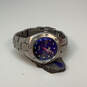 Designer Fossil AM-3345 Silver-Tone Stainless Steel Blue Dial Wristwatch image number 3