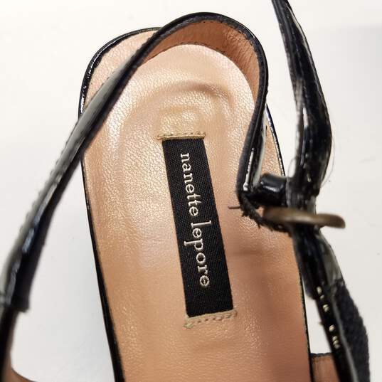 Nanette Lepore Fabric Bow Slingback Heels Black 9.5 image number 7