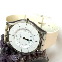 Designer Swatch Swiss White Adjustable Strap Round Dial Analog Wristwatch