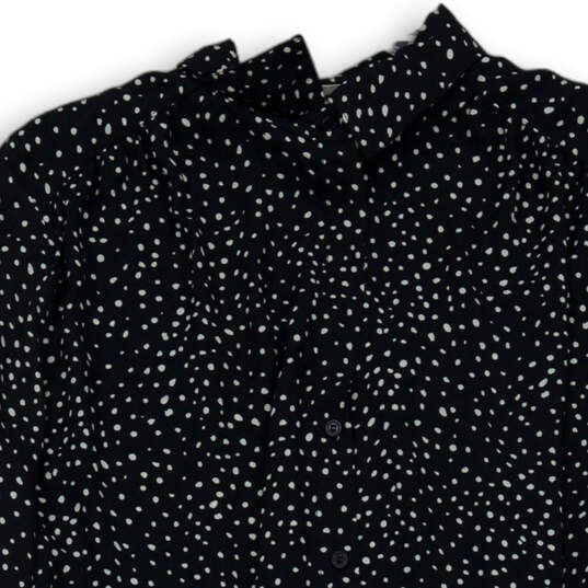 Womens Black Polka Dot Collared Long Sleeve Button Front Blouse Top Size L image number 3