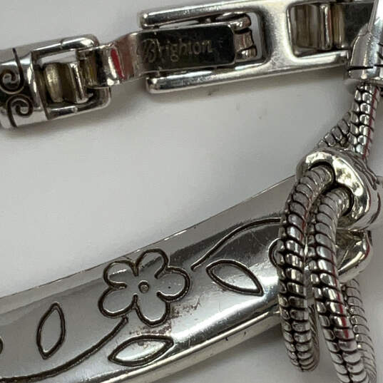 Designer Brighton Silver-Tone Engraved Classic Snake Chain Bracelet image number 4