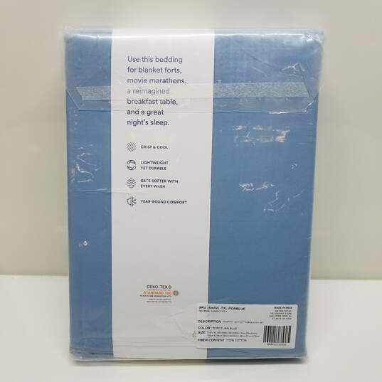 The Company Store Percale Sheet Set Porcelain Blue 100% Cotton image number 3