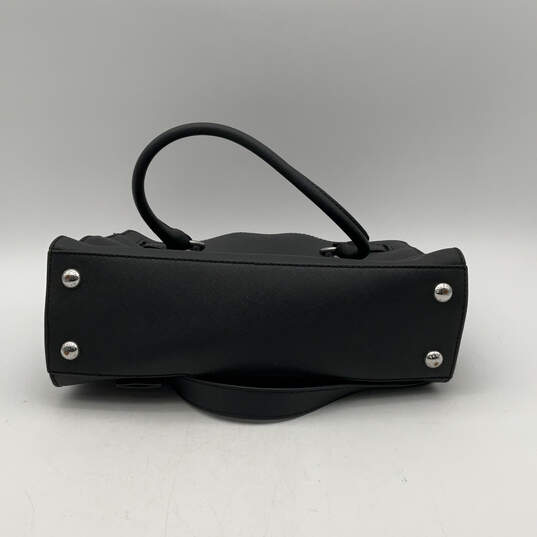 Womens Black Silver Leather Double Handle Bottom Stud Satchel Handbag image number 5