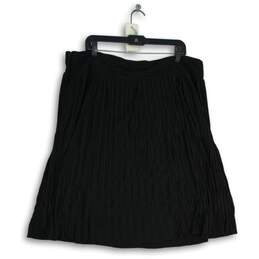 Calvin Klein Womens Black Pleated Side Zip Knee Length A-Line Skirt Size 0X alternative image