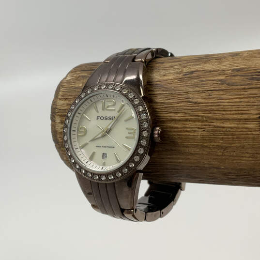 Designer Fossil AM-4138 Rhinestones Analog Round Dial Quartz Wristwatch image number 2