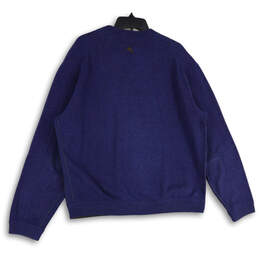 Mens Blue Cutout Neck Long Sleeve Ribbed Hem Pullover Sweater Size L/G alternative image