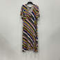 Womens Multicolor Striped V-Neck Short Sleeve Pullover A-Line Dress Size 20 image number 1