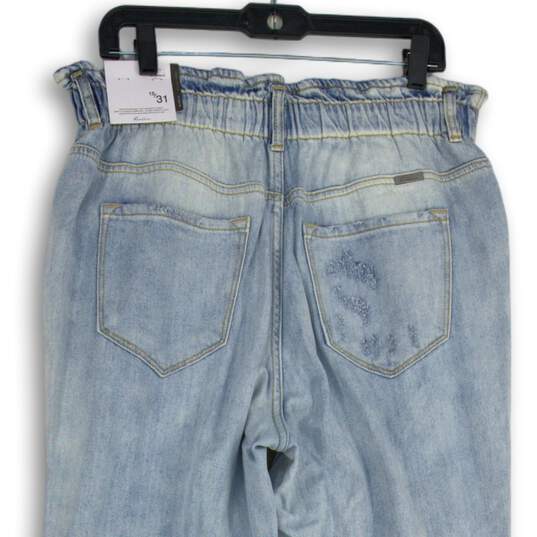 KanCan Womens Light Blue Denim Distressed Straight Leg Jeans Size 15/31 image number 4