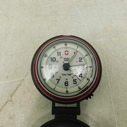 Victorinox Swiss Army Wenger Travel Alarm Clock Pocket Watch Dual Time Black alternative image
