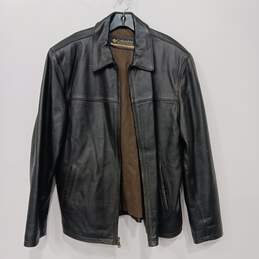 Columbia Black Leather Full Zip Jacket Men's Size L