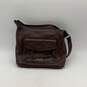 Womens Brown Leather Zipper Pockets Shoulder Bag Purse image number 2