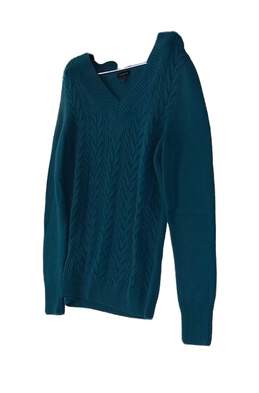 Talbots Womens Teal Knitted V Neck Long Sleeve Pullover Sweater Size Small alternative image