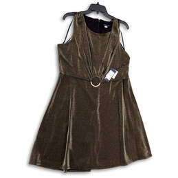NWT Womens Black Gold Velvet Sleeveless Back Zip Fit & Flare Dress Size 18