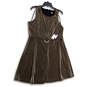 NWT Womens Black Gold Velvet Sleeveless Back Zip Fit & Flare Dress Size 18 image number 1