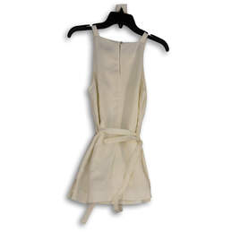NWT Womens White Square Neck Sleeveless Tie Waist A-Line Dress Size X-Small alternative image
