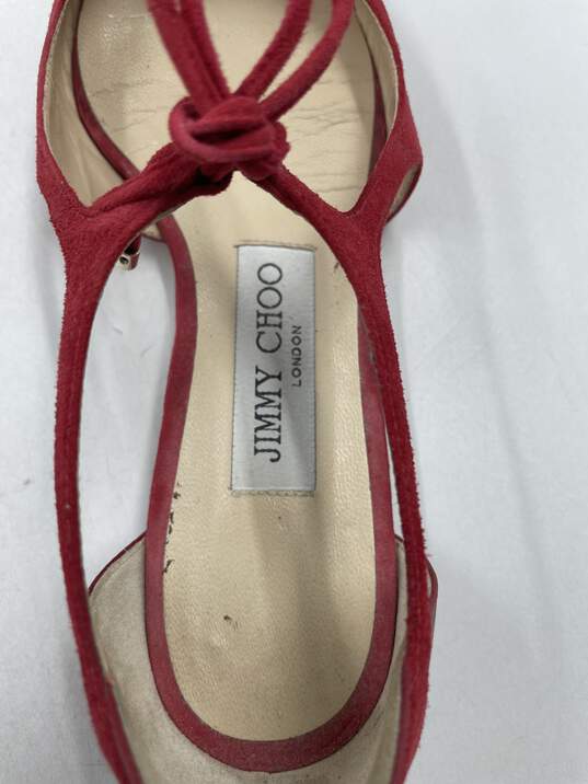 Jimmy Choo Red Pointed Flats W 5 COA image number 8