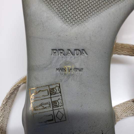 AUTHENTICATED WMNS PRADA BEIGE LEATHER STRAPPY SANDALS EU SZ 37 image number 6
