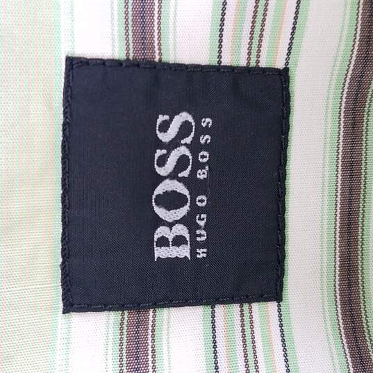 Boss Men Green Striped Button Up M image number 3