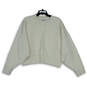 Womens Cream Long Sleeve Round Neck Fleece Pullover Sweatshirt Size Small image number 1