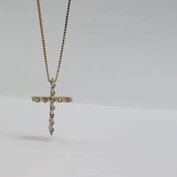 14k Gold Diamond Cross Dainty Box Chain Necklace 1.6g