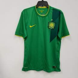 Mens Green Beijing Guoan Lin #9 Short Sleeve Soccer Pullover Jersey Size M