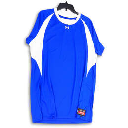 Womens Blue Crew Neck Short Sleeve Activewear Pullover T-Shirt Size 2XL
